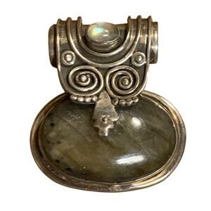 Estate Sterling Silver and Labradorite Pendant/Slide